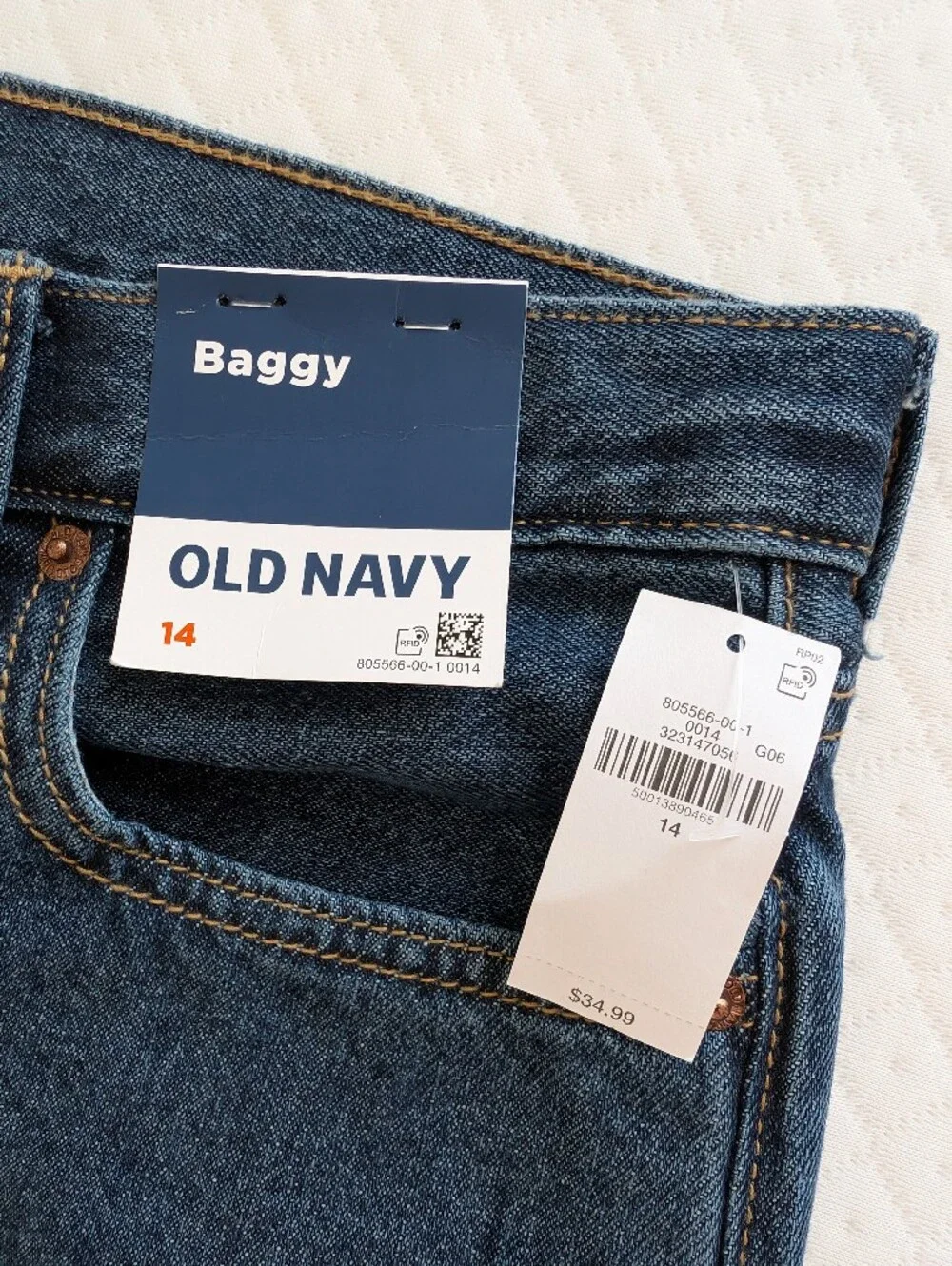 Old Navy NWT Dark Wash Blue Kids Boys size 14 5 pocket Baggy Jeans